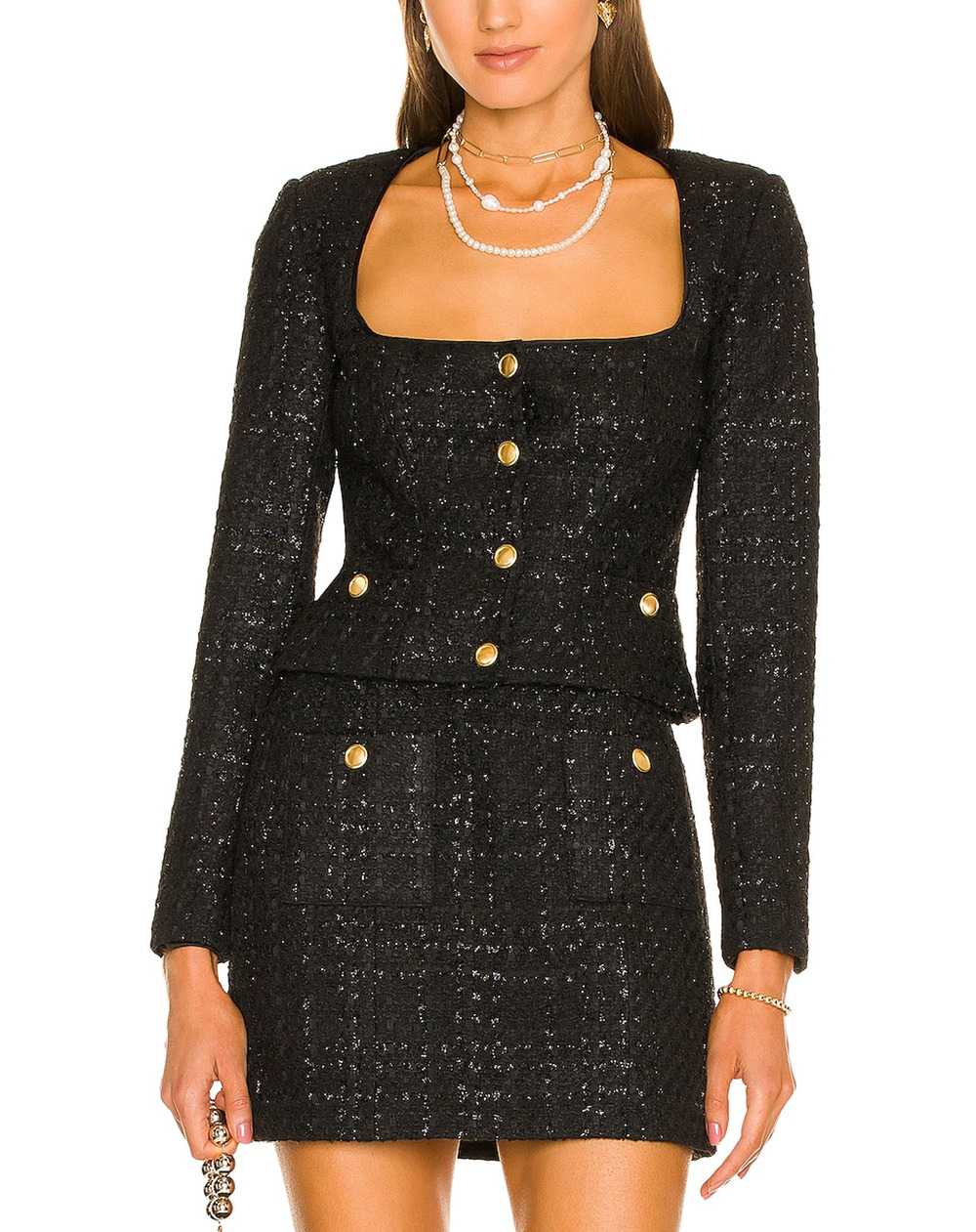 Assignment Tweed Black Bianca Jacket Size XS
